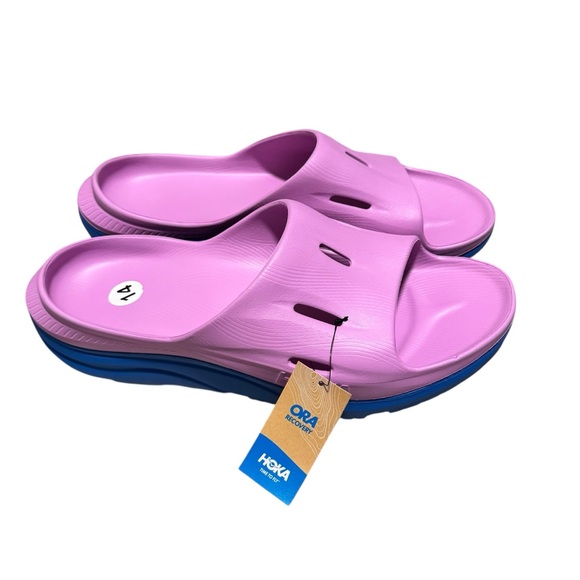Hoka One One Ora Recovery Slide 3 Cyclamen Coastal Sky Men's Sandal Size 14 NWT - Picture 2 of 6